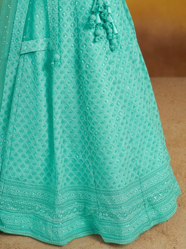 Make Stylish Look With This Sky Color Georgette Lehenga choli. - Image 9