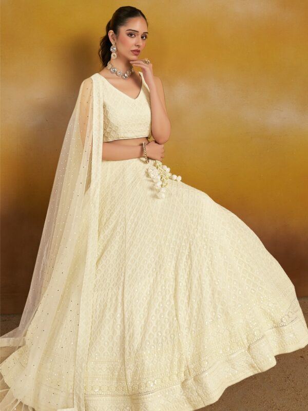 Make Stylish Look With This White Color Georgette Lehenga choli. - Image 2