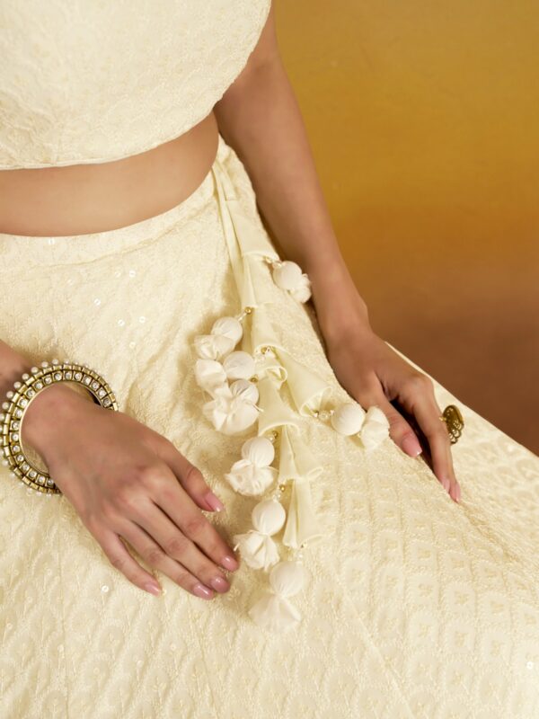 Make Stylish Look With This White Color Georgette Lehenga choli. - Image 4