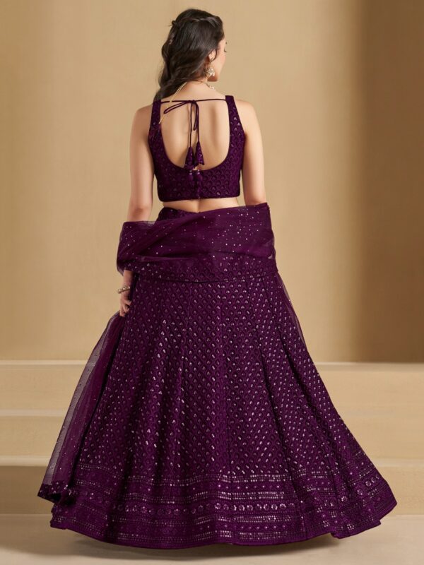 Make Stylish Look With This Wine Color Georgette Lehenga choli. - Image 6