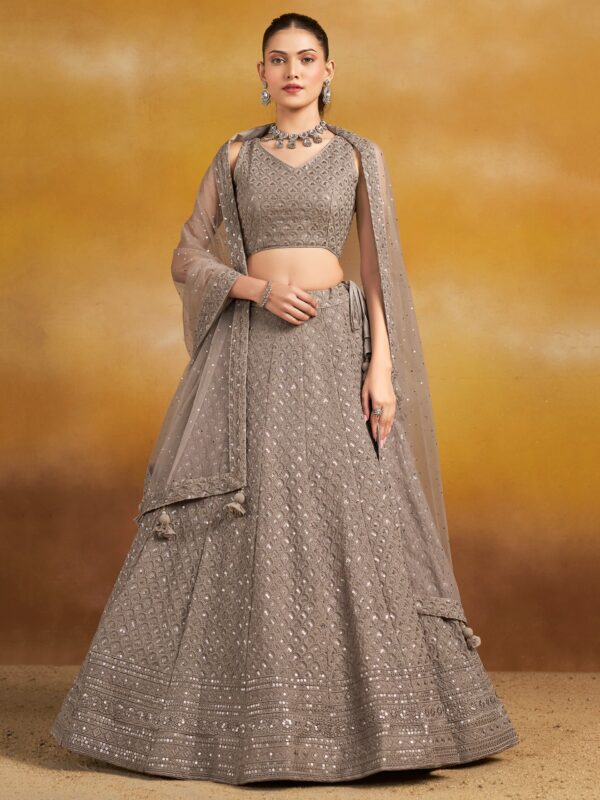 Make Stylish Look With This Grey Georgette Lehenga choli. - Image 2