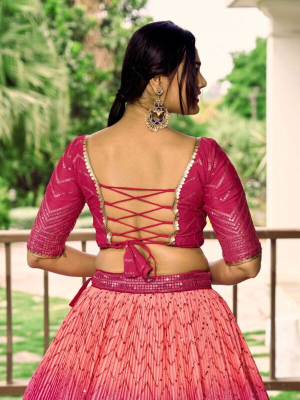 Pink sequins Chinon Reception wears Lehenga choli For Girls. - Image 8