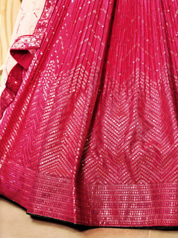Pink sequins Chinon Reception wears Lehenga choli For Girls. - Image 9