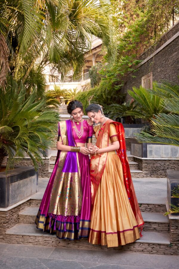 Tradition woven Lehenga With Jacquard Silk In Pink Color. - Image 2