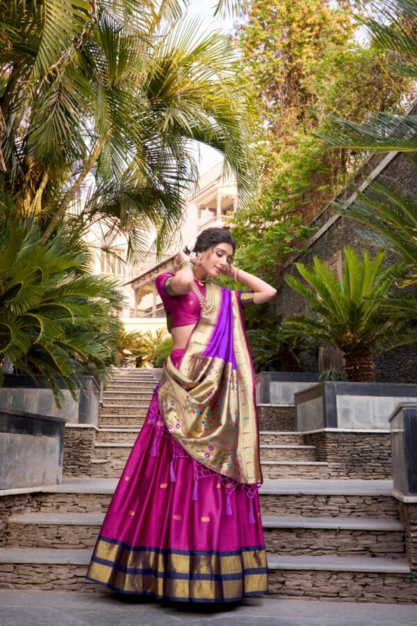 Tradition woven Lehenga With Jacquard Silk In Pink Color. - Image 3