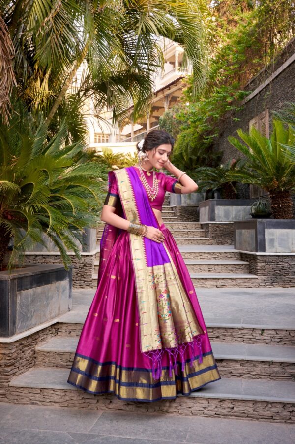 Tradition woven Lehenga With Jacquard Silk In Pink Color. - Image 4