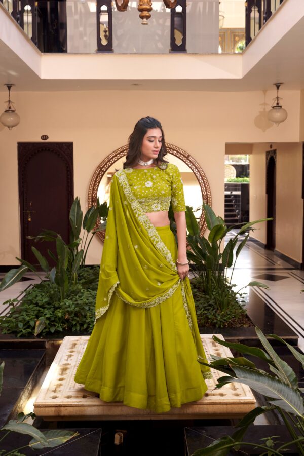 Wedding Lehenga In Star Georgette Fabric With Beads Work . - Image 2
