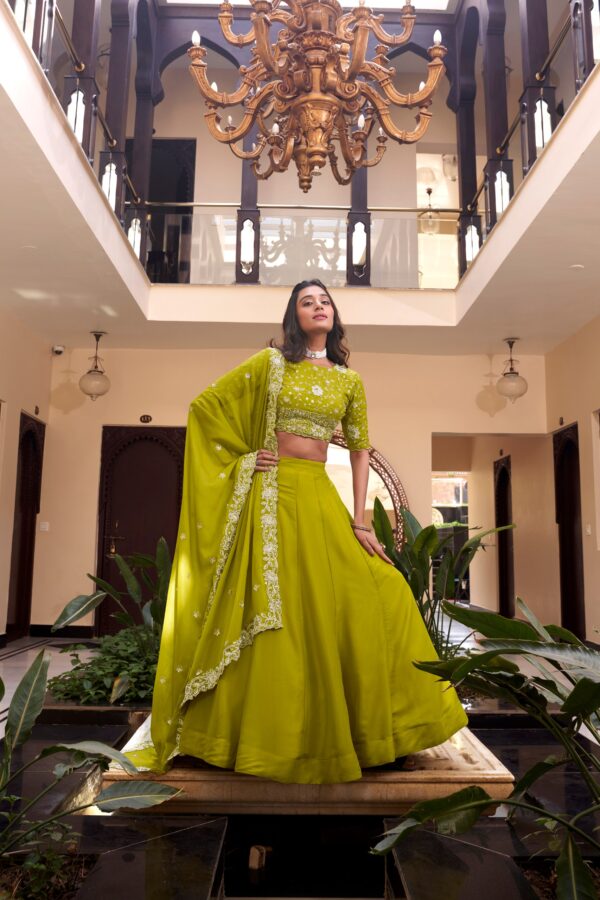 Wedding Lehenga In Star Georgette Fabric With Beads Work . - Image 4
