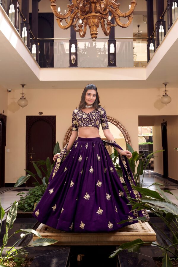 Wedding Lehenga In Vichitra Silk Fabric With Beads Work. - Image 2