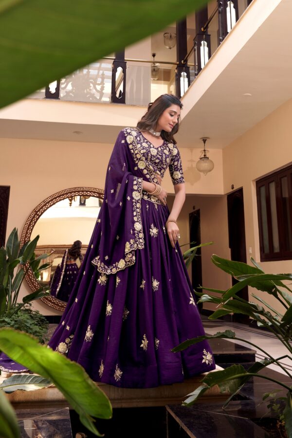 Wedding Lehenga In Vichitra Silk Fabric With Beads Work. - Image 3