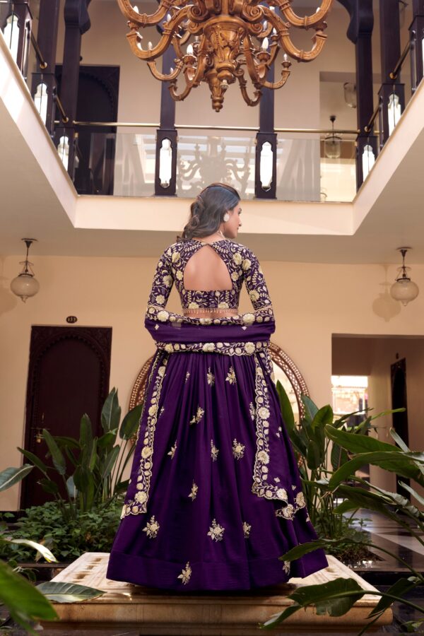 Wedding Lehenga In Vichitra Silk Fabric With Beads Work. - Image 4