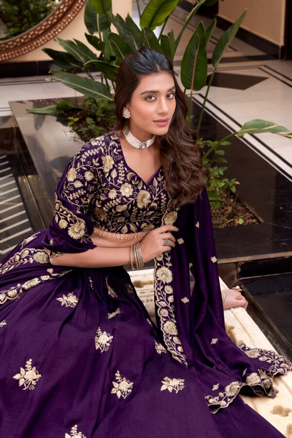 Wedding Lehenga In Vichitra Silk Fabric With Beads Work.
