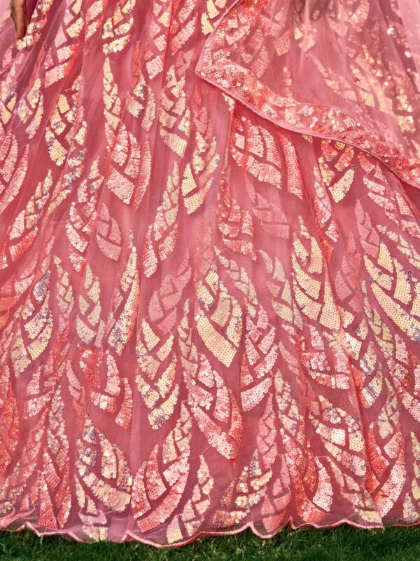 Gorgeous Lehenga With Net Material In Beautiful Pink Color. - Image 7
