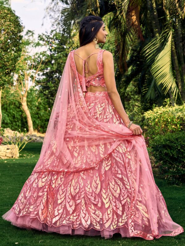 Gorgeous Lehenga With Net Material In Beautiful Pink Color. - Image 5