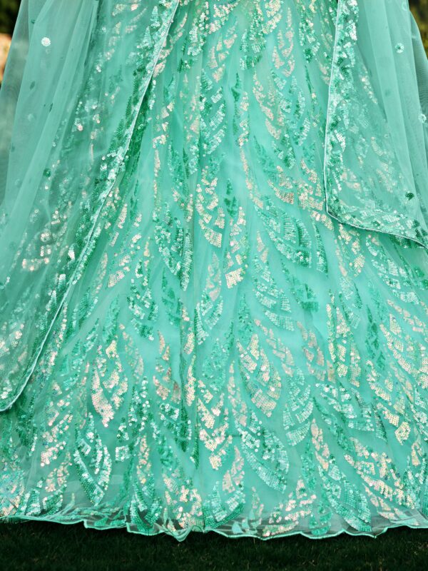 Gorgeous Lehenga With Net Material In Turquoise Blue Color. - Image 11