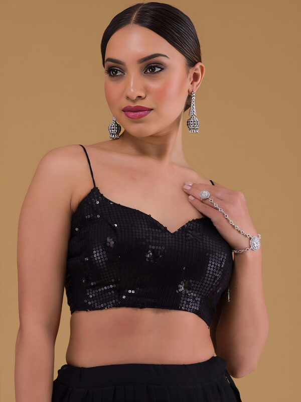 Bridesmaid Black Lehenga Choli With sequins Work. - Image 2