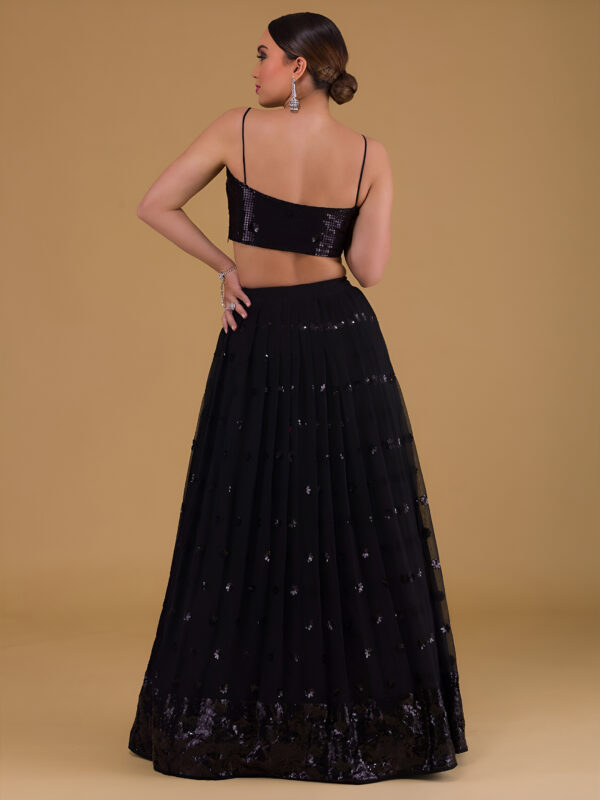 Bridesmaid Black Lehenga Choli With sequins Work. - Image 3