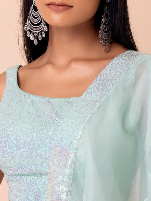 Bridesmaid Pastel Blue Lehenga Choli With sequins Work. - Image 5