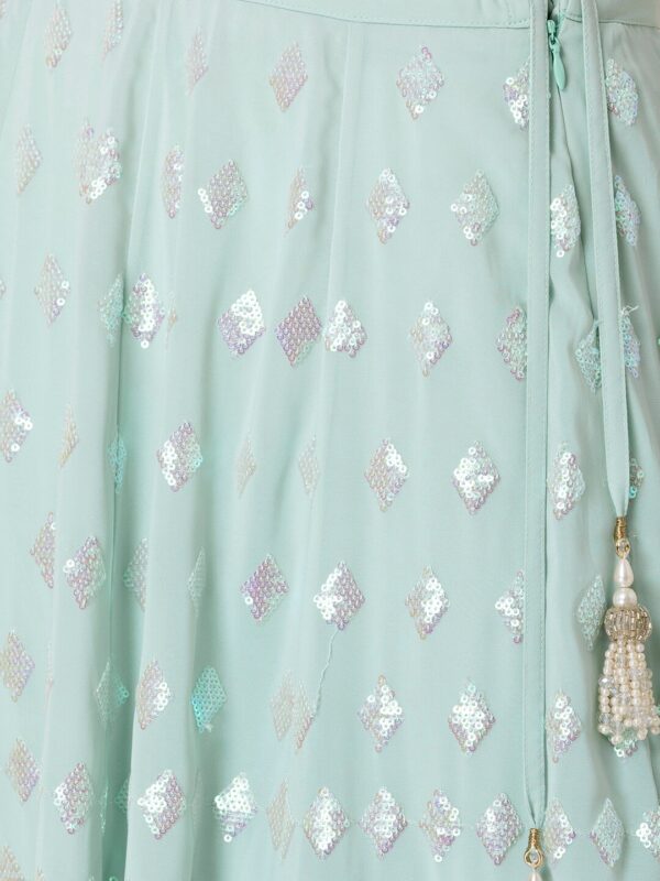 Bridesmaid Pastel Blue Lehenga Choli With sequins Work. - Image 8