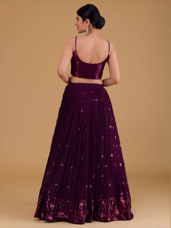 Bridesmaid Purple Lehenga Choli With sequins Work. - Image 6