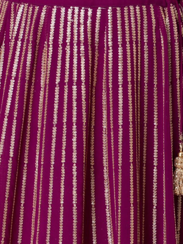 Bridesmaid Wine Lehenga Choli With golden sequins Work. - Image 6