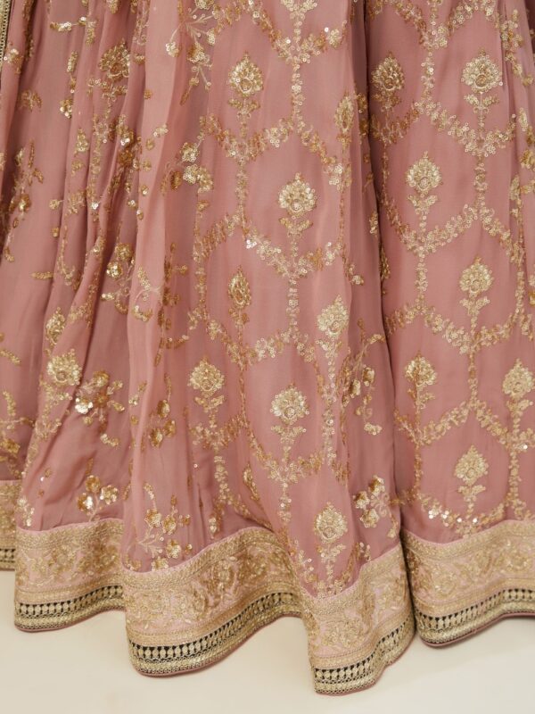 Luxurious Dusty Pink Lehenga Choli With golden sequins Work. - Image 7