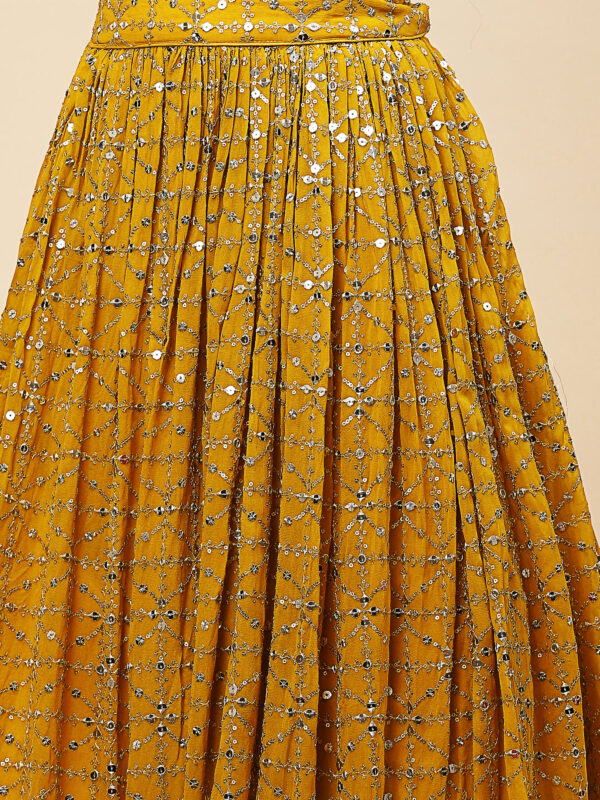 Luxurious Lehenga Choli With  golden sequins Work In Yellow Color. - Image 6