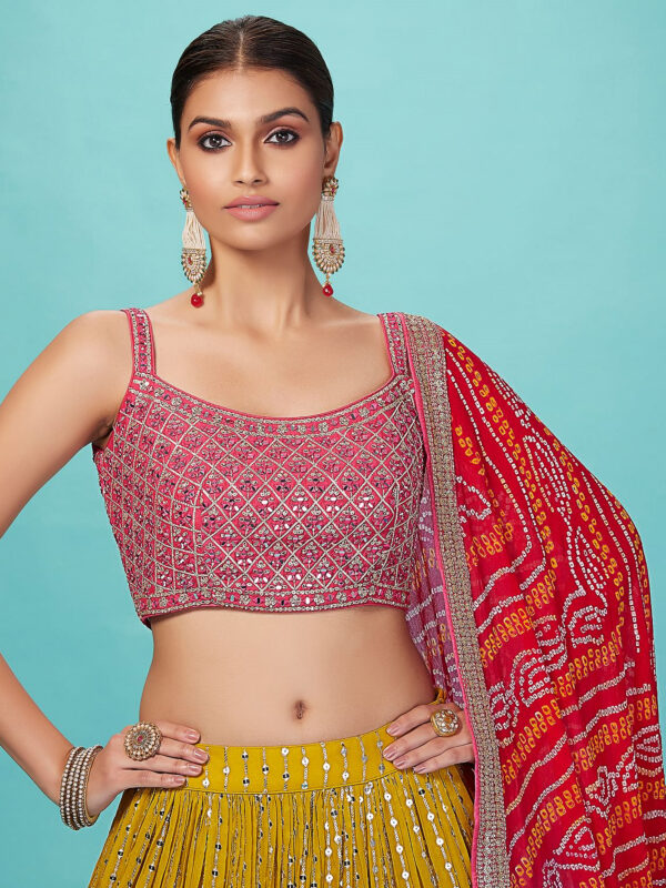 Luxurious Lehenga Choli With  golden sequins Work In Yellow Color. - Image 2
