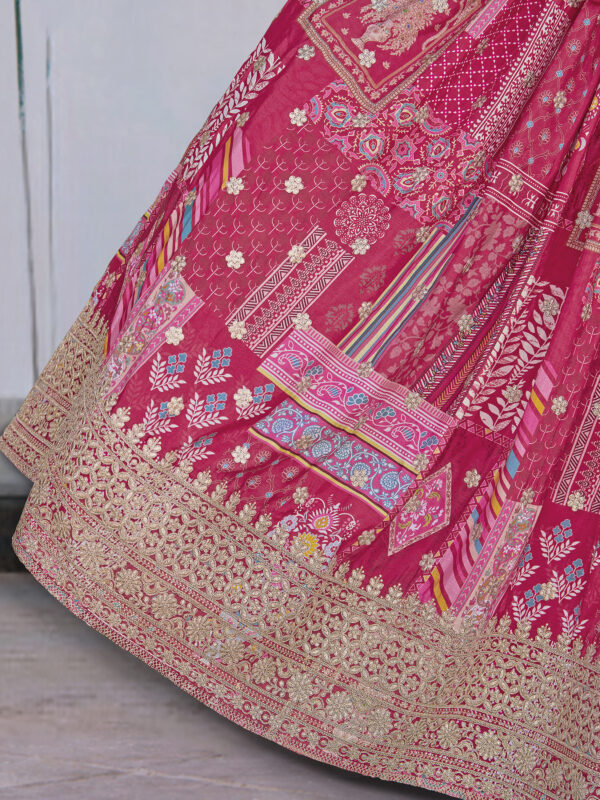Pink Multicolor Printed Embroidered Lehenga Set - Image 10