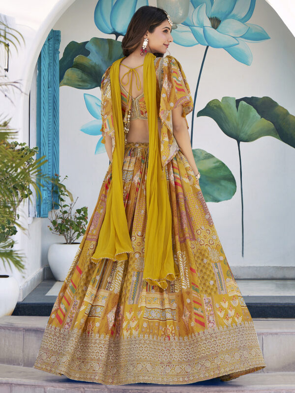 Yellow Multicolor Printed Embroidered Lehenga Set - Image 8