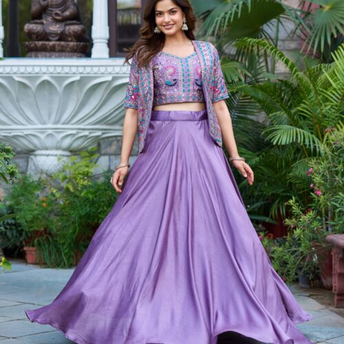 New Festival Lehenga choli With Koti In Lavender Color.