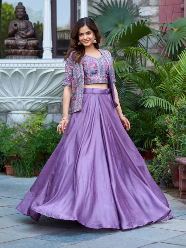 New Festival Lehenga choli With Koti In Lavender Color. - Image 3