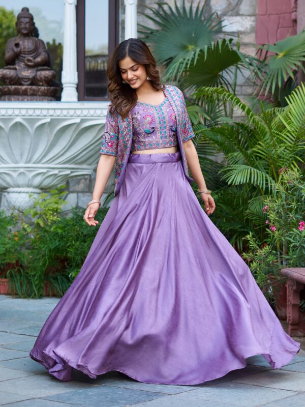 New Festival Lehenga choli With Koti In Lavender Color. - Image 2