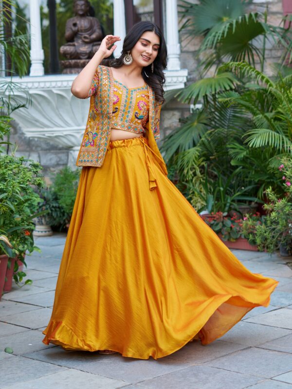 New Festival Lehenga choli With Koti In Yellow Color. - Image 3
