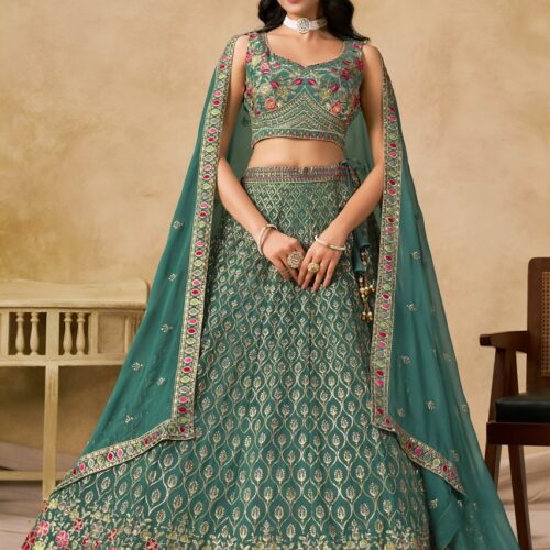 New Wedding Lehenga Set In Teal Blue Color.