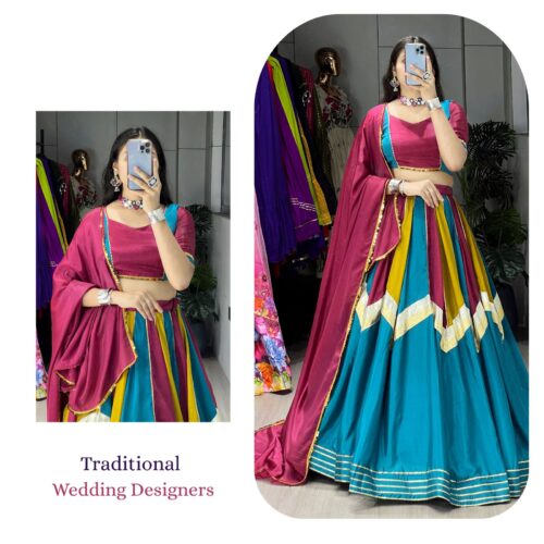 Colorful Wedding Lehenga Choli Collection In Chinon Fabric .