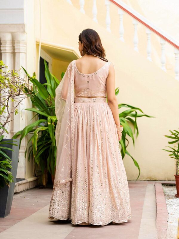 Dusty Peach Color Wedding Lehenga Choli Collection With Sequins Work. - Image 12