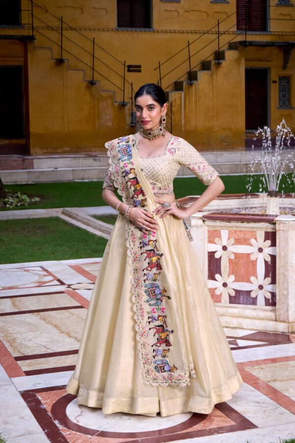 Off White Wedding Lehenga With Multi And Sequins embroidery Work. - Image 2
