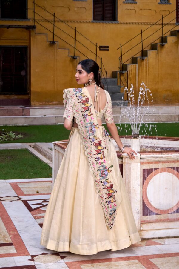 Off White Wedding Lehenga With Multi And Sequins embroidery Work. - Image 4