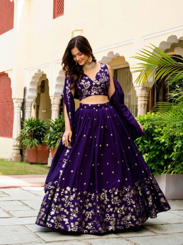 Wedding Lehenga Choli Collection With Sequins Work. - Image 4