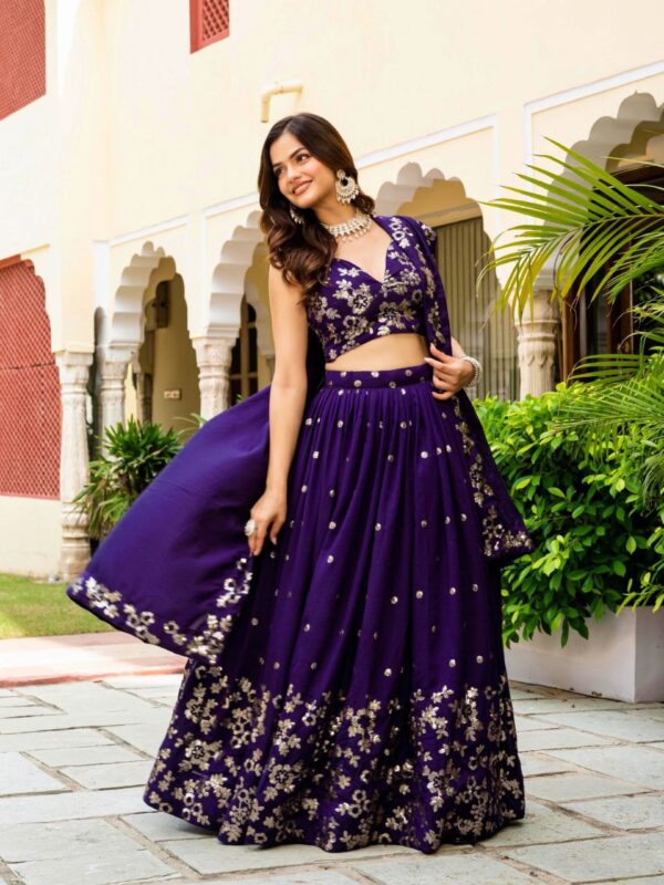 Wedding Lehenga Choli Collection With Sequins Work. - Image 5