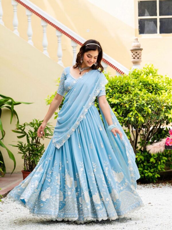 Wedding Lehenga With Multi And Sequence embroidery Work. - Image 3