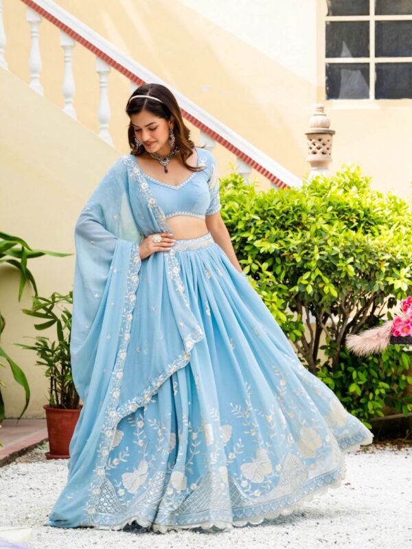 Wedding Lehenga With Multi And Sequence embroidery Work. - Image 4