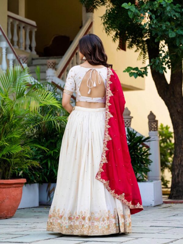 White Color Wedding Lehenga Choli Collection With Sequins Work. - Image 8